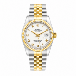 Rolex Datejust 36MM 16233 Two-Tone White Roman Dial Watch
